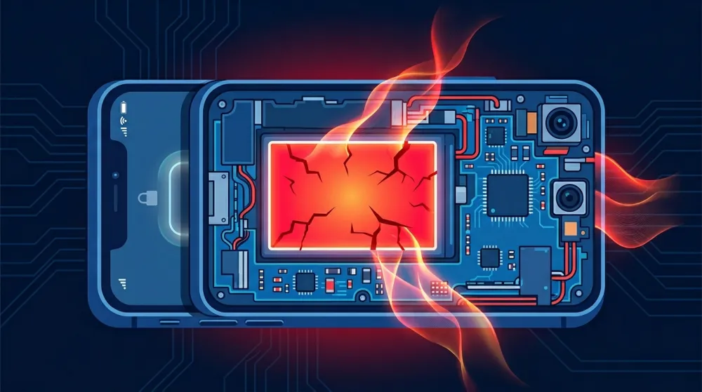 Смартфон с разрушающейся батареей внутри