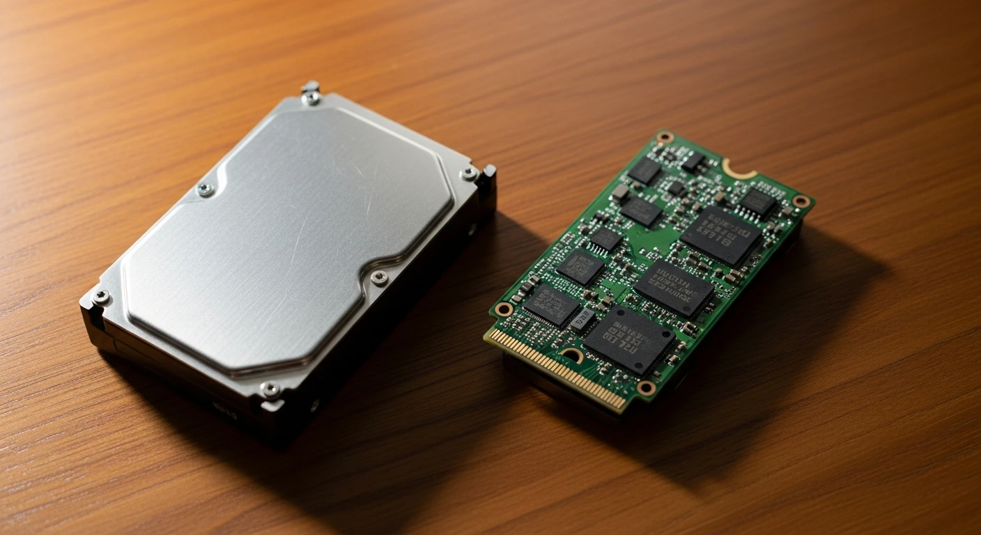 HDD и SSD рядом на столе