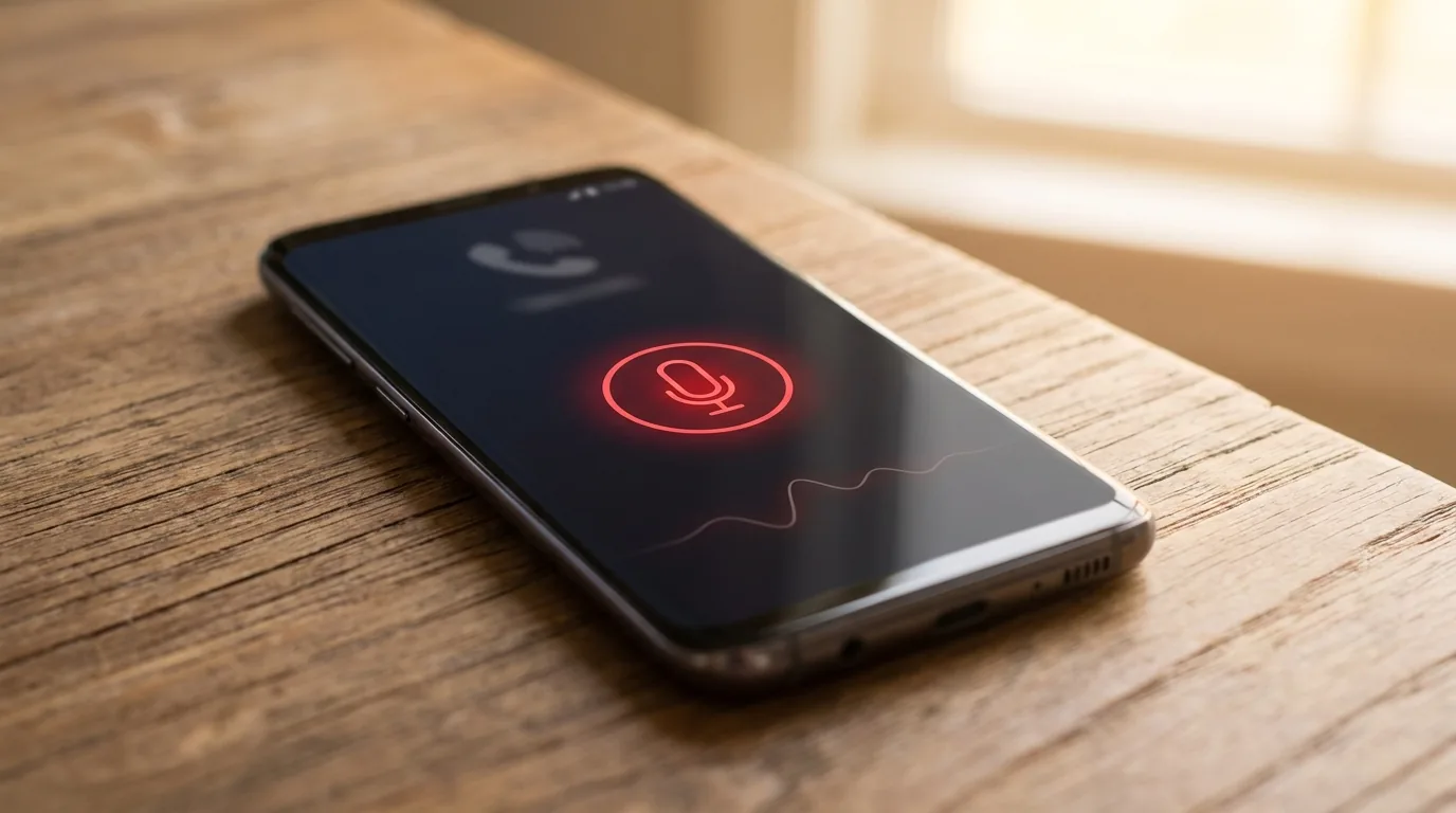 Экран смартфона Android с кнопкой записи телефонного разговора
