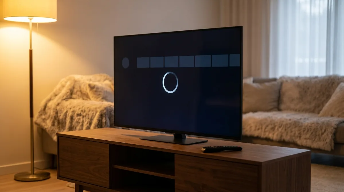 Телевизор с зависшим меню Smart TV в гостиной