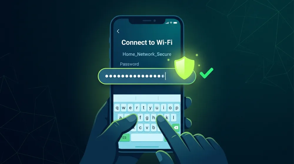 Ввод пароля Wi-Fi на смартфоне с защитой